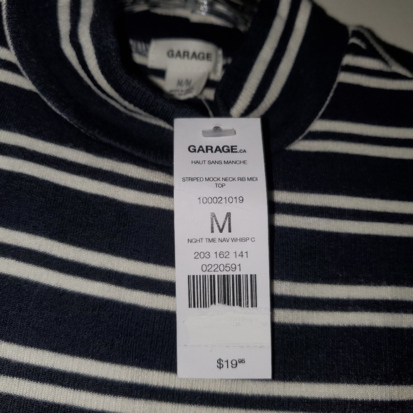 Striped mock neck ribbed midi top. - Picture 2 of 3